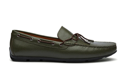 ALFREDO - OLIVE GREEN LEATHER SHOES