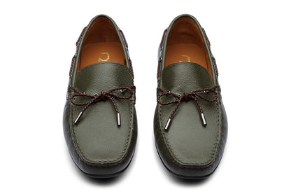ALFREDO - OLIVE GREEN LEATHER SHOES