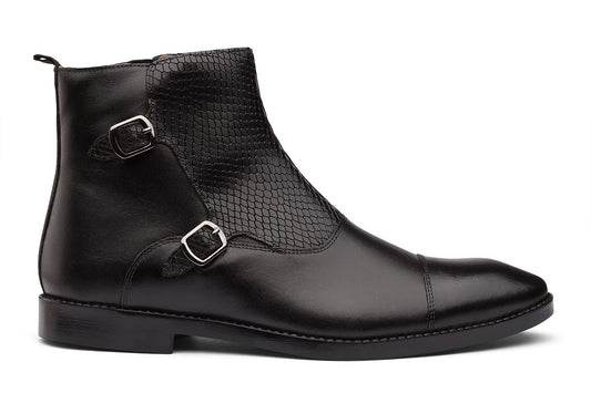EDINBURG - BLACK MONKSTRAP LEATHER BOOT