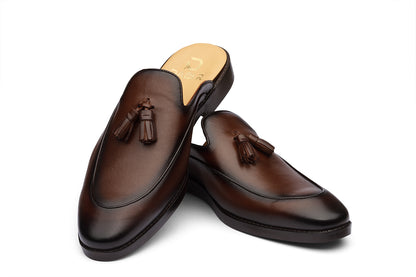 BROCODE - CHESTNUT BROWN LEATHER MULES