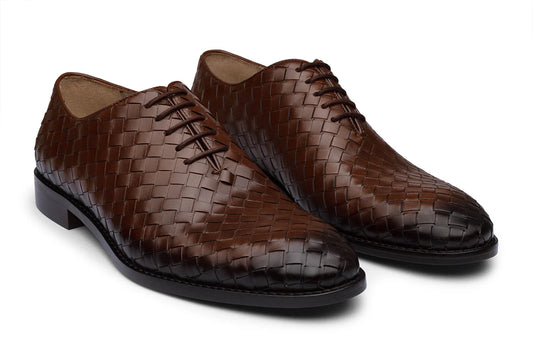 VENICE – CHESTNUT BROWN HANDWOVEN LEATHER SHOES