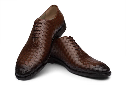 VENICE – CHESTNUT BROWN HANDWOVEN LEATHER SHOES