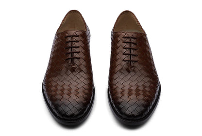 VENICE – CHESTNUT BROWN HANDWOVEN LEATHER SHOES