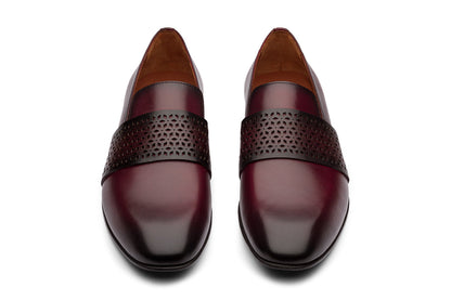 KIEV - MAROON BLACK LEATHER SHOES